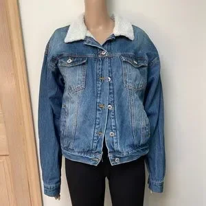 Love Tree Jackets Coats Love Tree Denim Sherpa Jacket Large